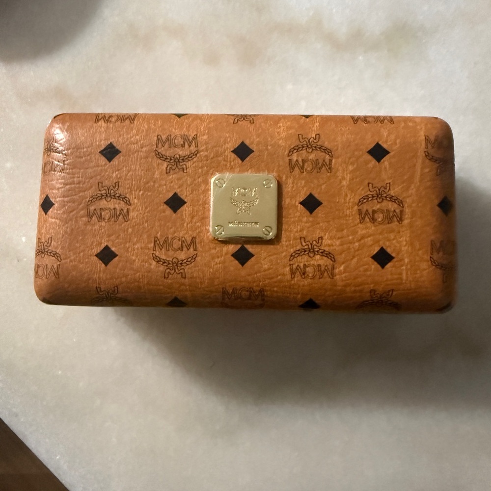 MCM Tan large glasses case with Gold Accents (Brand new)